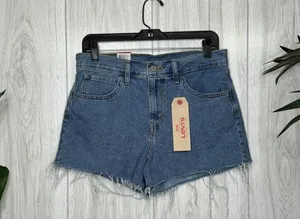 NWT Levi’s High Rise Distressed Cutoff Shorts Night Tune size 30 NEW thumbnail 2