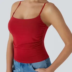 Halara Built-In Bra Cami Tank Top Size Medium Red Ruched Minimal Casual Everyday thumbnail 10