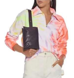 Re/Done Womens Hanes 70s Half Zip Sweatshirt Pullover Tie Dye Cotton Size Large thumbnail 1