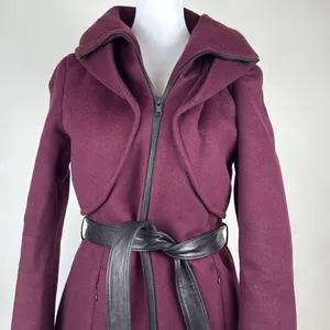 Soia & Kyo Arya Wool Blend Hooded Coat in Merlot Size Small thumbnail 6
