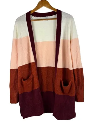 J. Crew Factory Small‎ Colorblock Open-Front Cardigan Sweater Wool Blend thumbnail 1