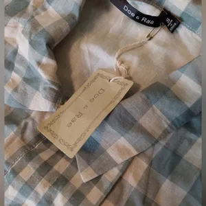 Gingham Shirt Dress Beige & Green Sleeveless Belted Mod Cottagecore Country thumbnail 6