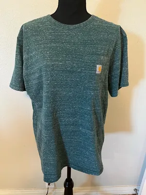Carhartt Women’s Heavyweight Short Sleeve Pocket Tee in Tidal Snow Size L thumbnail 1