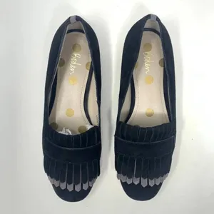 Boden Melody Suede Loafers Black‎ & Pewter Fringe Flats Size 36 / US 5.5 thumbnail 3