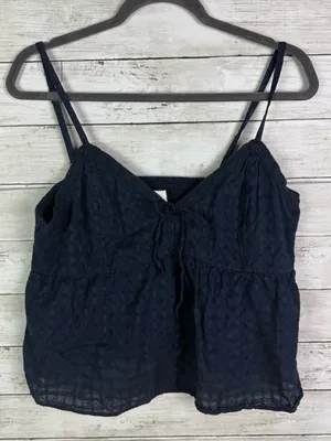 Hollister Navy Blue Eyelet Cami Top Size XL thumbnail 1
