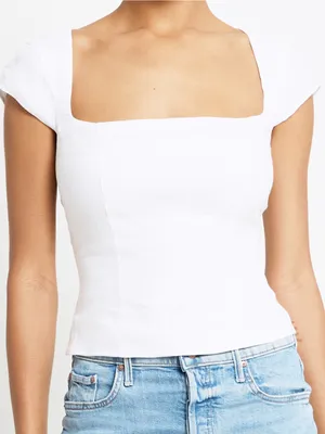 NWT Kourt Nadia Linen Top size 0 White cap sleeve crop Tibi Few Moda thumbnail 5