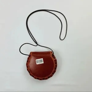 Retro XS Handmade Tooled Latigo Leather Shoulder Bag Brown Boho Purse thumbnail 2