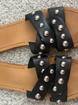 Marc Fisher Paigi Pacca Minimalist Glam Studded Sandal Slide Size 8 thumbnail 2