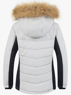 Women's Waterproof Insulated Faux Fur Winter Ski Puffer Jacket with Hood thumbnail 2