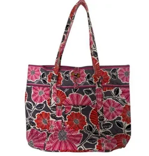 VERA BRADLEY Black Pink Large Quilted Tote Bag thumbnail 1