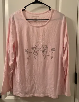 Croft & Barrow Women’s Dog Print Long Sleeve Pajama Top Shirt 1pc Size L Pink thumbnail 1