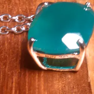 Verde Onyx Sterling Silver Pendant Stainless Steel Necklace thumbnail 8