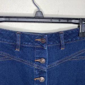 Pacsun button through dark wash denim mini skirt size 28 thumbnail 4