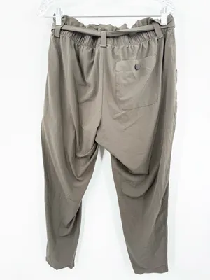 Athleta Women's Skyline Paper‎ Bag Waist Pants Size 12 Taupe thumbnail 2