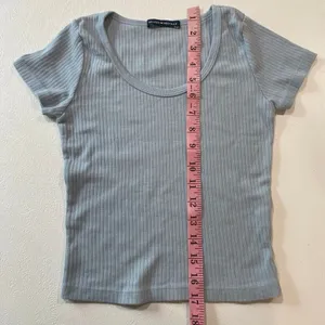 Brandy Melville Blue Ribbed Baby Tee One Size Fitted Y2K Top thumbnail 5