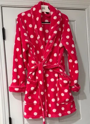 Cynthia Rowley women’s size small 100% Polyester pink polka dot robe Size L thumbnail 1