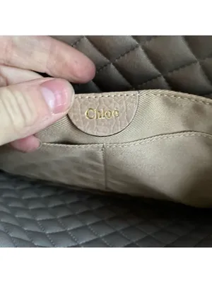 Authentic Chloé Lucy Two-Tone Leather Shoulder Bag Beige & Black Patent Leather thumbnail 10