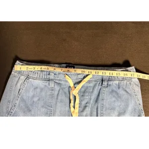 GAP Easy Jean Cargo Pants Large Petite Indigo Drawstring Utility Pockets thumbnail 7