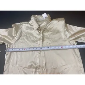Abercrombie & Fitch Women’s Satin Button Up Top M Champagne Ivory Office NWT thumbnail 10