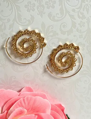 Spiral Hoop Earrings (207) Gold thumbnail 3
