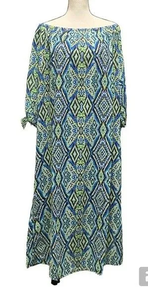 Colleen Lopez Off the Shoulder Print Dress Size Medium NWOT thumbnail 1