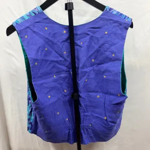 VIntage Handmade Whimsical Celestial Print Vest Blue Purple Star Embroidered thumbnail 5