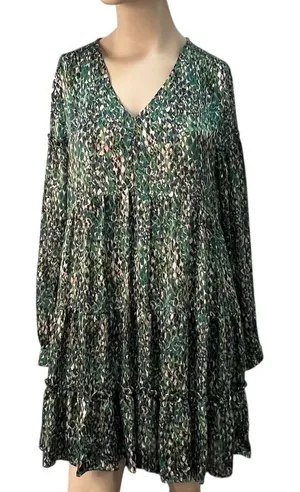 Easel Floral Green Tiered‎ Babydoll Dress S Flowy Earthy Indie Tiered Boho NWT thumbnail 1