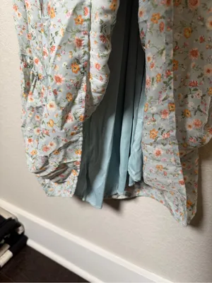 Altar’d State Blue Floral Smocked Open Back Tiered Maxi Dress XS Romantic thumbnail 7