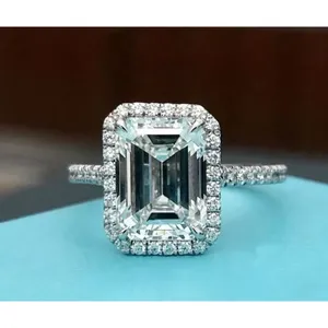 2 carat Moissanite Triangular Cut Ring with Moissanite Accents Size 7 thumbnail 4