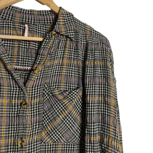 Free People Break My Stride Oversized Plaid Long Sleeve Button Up Shirt Size S thumbnail 9