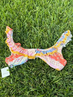 Free People As It Was In Oaks Ruffle Crop Top Patchwork Print NWT Small $168 thumbnail 4
