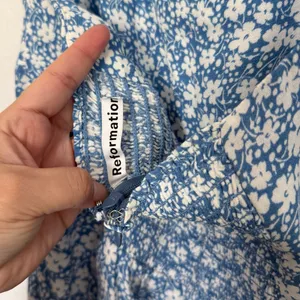 Reformation Tasha White Blue Floral Halter Top Mini Dress 4 thumbnail 6
