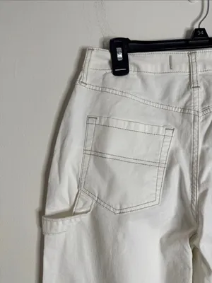 Hollister Ultra High-Rise Dad Pant White Utility Chino Pants Contrast Stitch 27 thumbnail 8