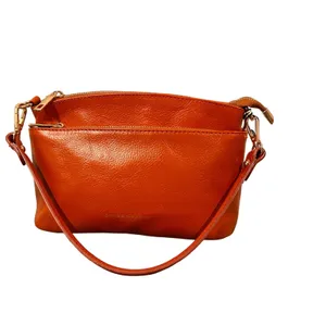 Divina Firenze Italy Lilia Orange Genuine Leather Crossbody Shoulder Purse New thumbnail 5