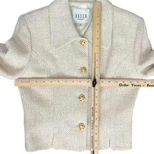 Bosch White Beige Cream Gold Button Luxury Regal Tweed Skirt Suit size 6 / L thumbnail 6