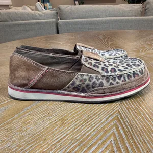 Ariat Cruiser Slip On Shoes Leopard Print Animal Suede Brown Pink Size‎ 7B thumbnail 3