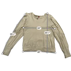 Pilcro Elsa Ruffled Top Women M Off-White Excellent Ruffle Sleeve Slub Knit thumbnail 3