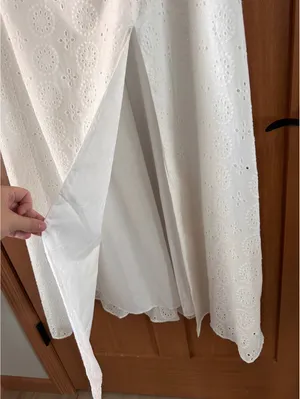 NWT Hutch Anthropologie White Eyelet Cutout Maxi Dress Puff Sleeve Women’s 12 P thumbnail 6