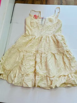 Lightweight Cream Tiered Mini Dress with Spaghetti Straps thumbnail 3