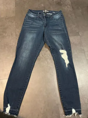 Rewash Mid Rise Distressed Skinny Jeans Trendy‎ Denim Streetwear B-393 thumbnail 1