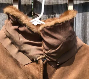 Vintage Suede Double Breasted Coat with Fur Collar M/L thumbnail 12