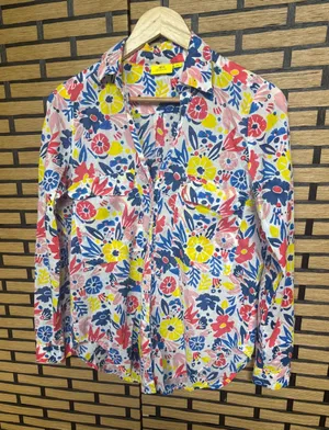 Roller Rabbit White Floral Button‎ Down Shirt Size XS thumbnail 1