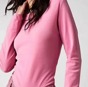 Intimately Free People Countdown Flocked‎ Long Sleeve Candy Coated Pink Medium thumbnail 1