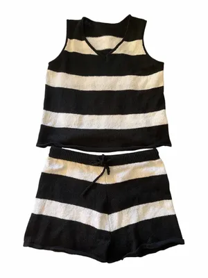 Black and White Striped Set - Sleeveless Top & Shorts NWOT thumbnail 1