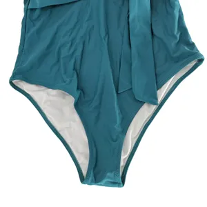 Cupshe Ruffle V-Neck One-Piece Swimsuit Womens Size 16 Teal Green Side Tie‎ Sash thumbnail 6