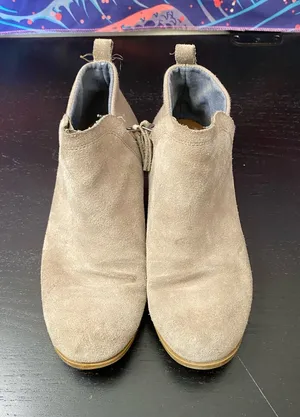 Toms Women's Suede Ankle Booties in Taupe thumbnail 1