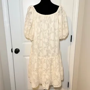 Jacquie the Label Cream Floral Babydoll Mini Dress Sz Large Bridal Indie Sleeze thumbnail 5