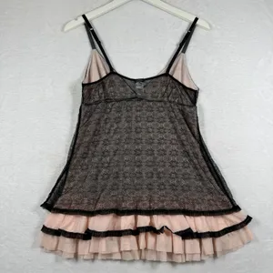 Jessica Simpson Black Pink Lace Ruffle Babydoll‎ Chemise JS60630 Womens Medium thumbnail 11