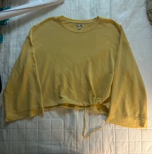 Amuse Society Yellow Cropped Drawstring Sweatshirt thumbnail 1