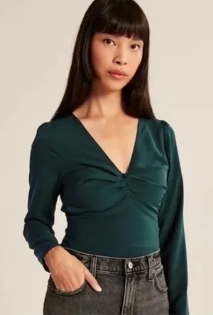 Abercrombie & Fitch Emerald Green Blouse Small thumbnail 1